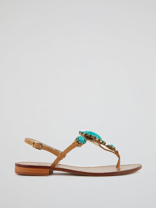 Nicolta Crystal Flat Sandals