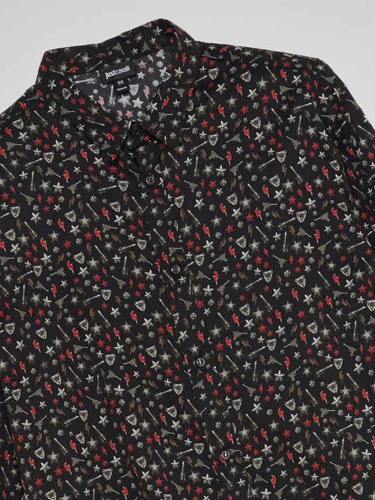 Jacquard Print Button Up Shirt