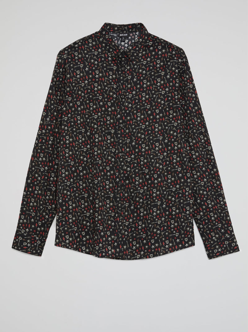 Jacquard Print Button Up Shirt