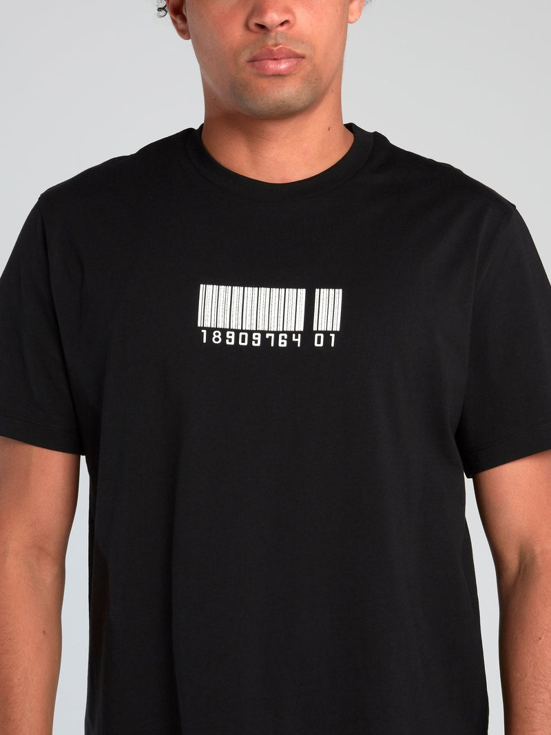 Black Contrast Barcode Print T-Shirt