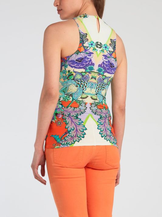 Floral Print Keyhole Top