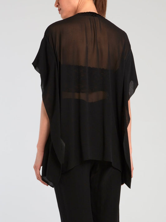 Black Embellished Chiffon Top