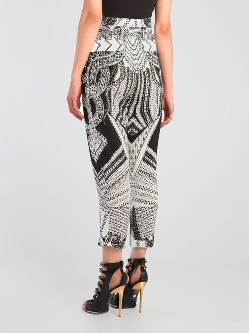 Tribal Tie Front Capri Pants