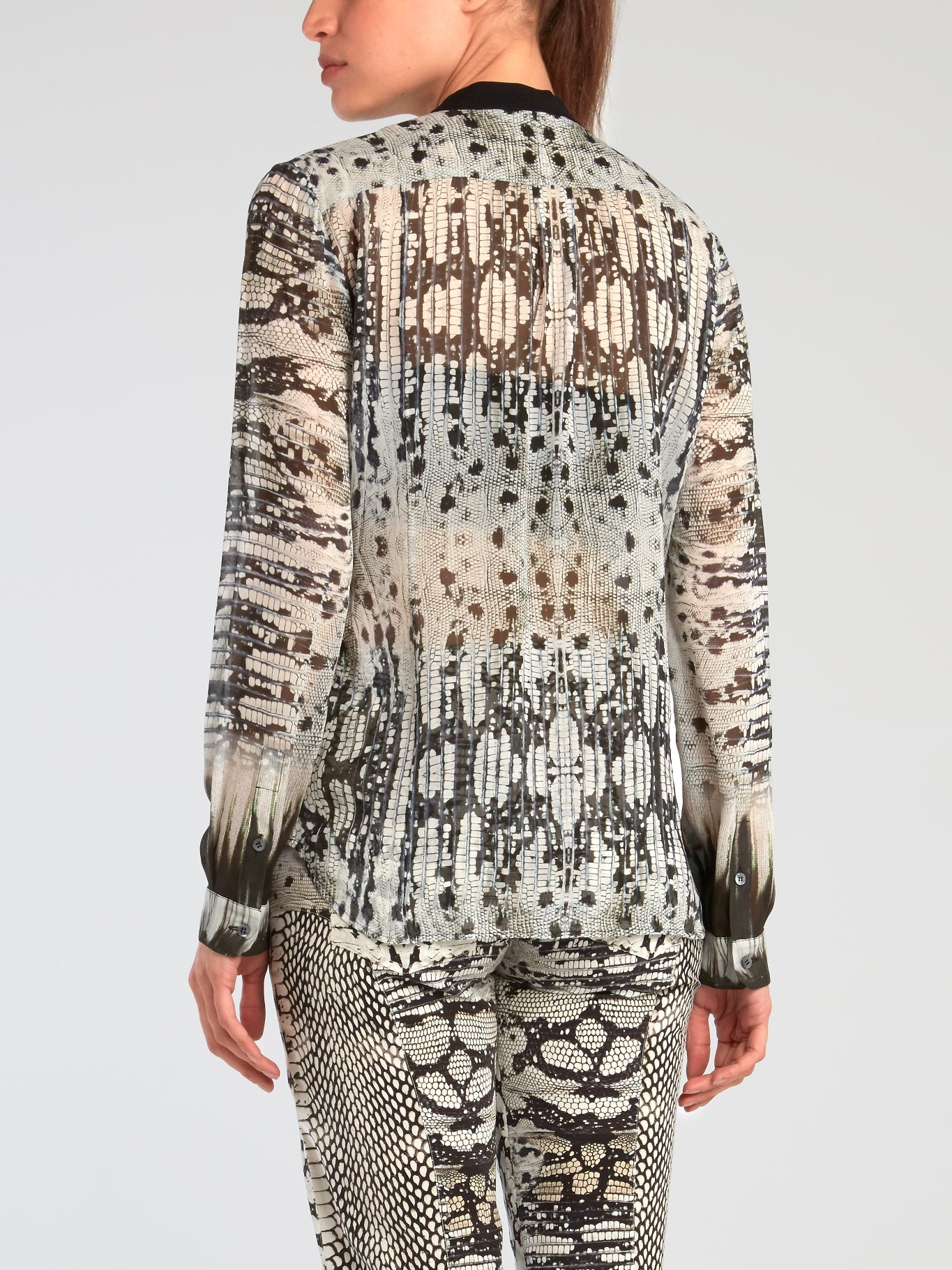 Reptilian Print Chiffon Blouse