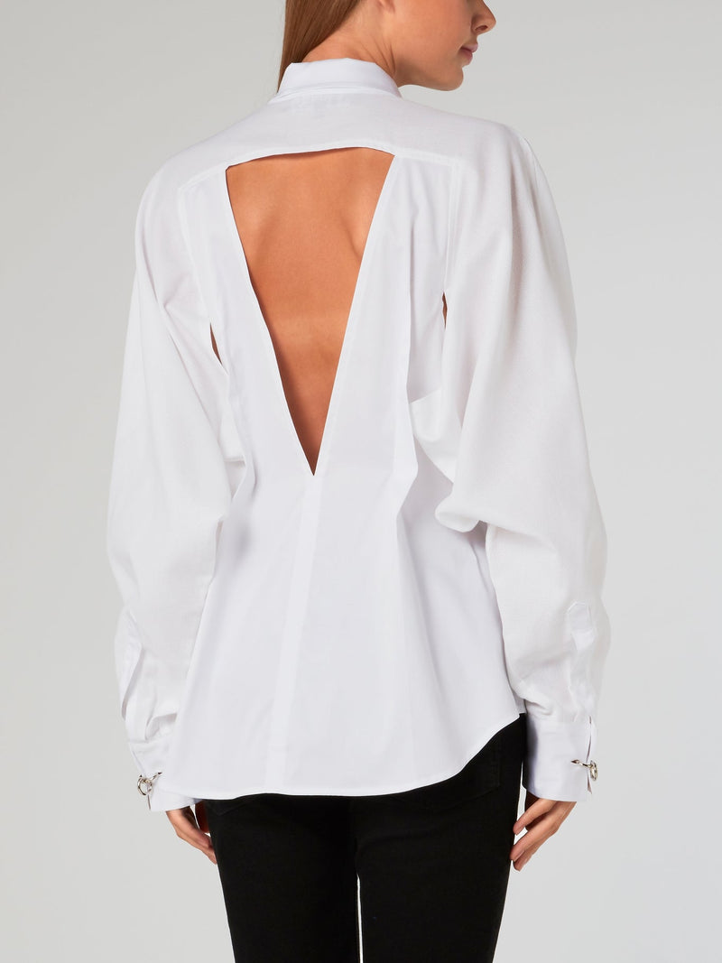 White Cut-Out Kimono Shirt