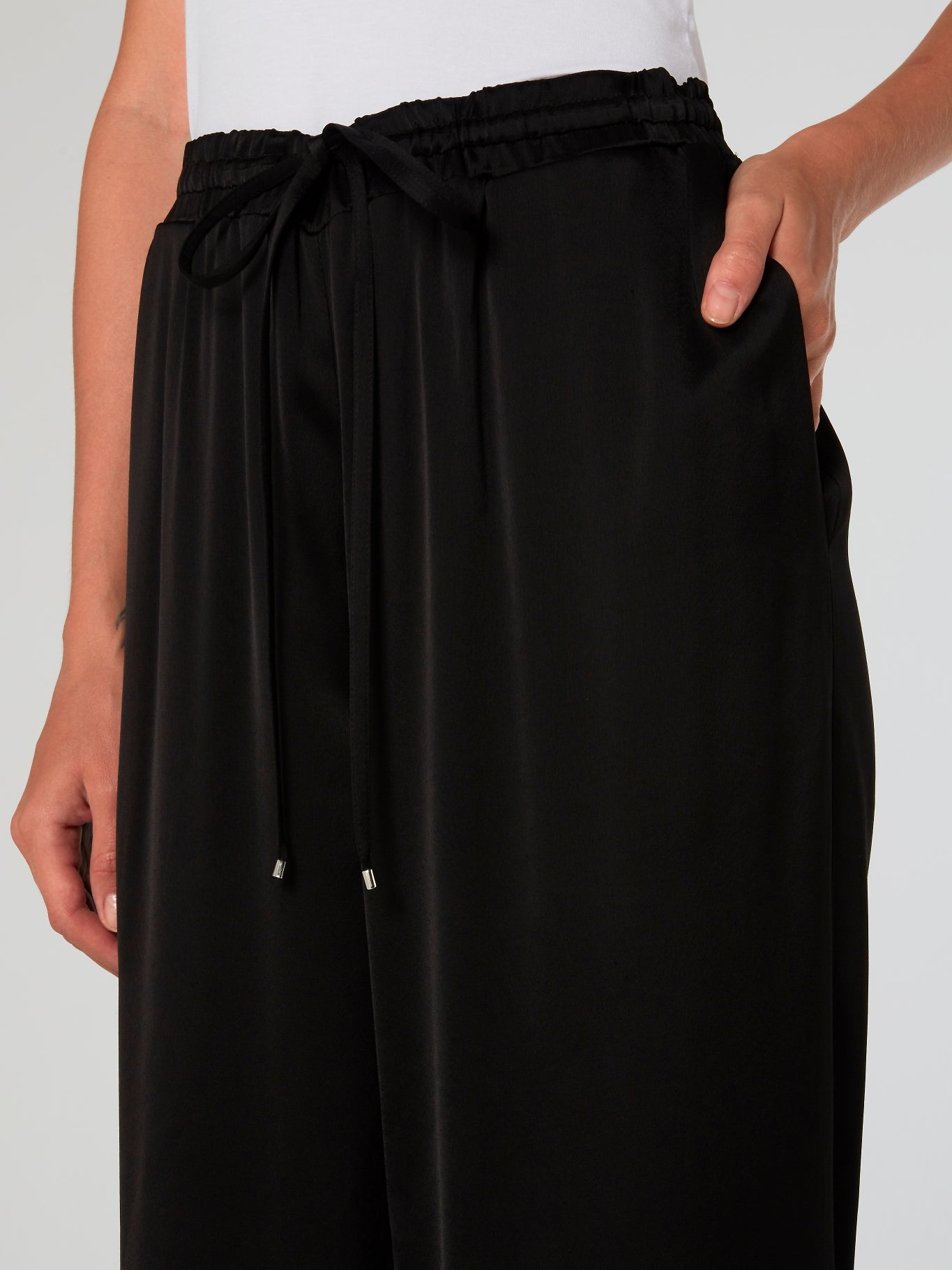 Black Drawstring Palazzo Pants