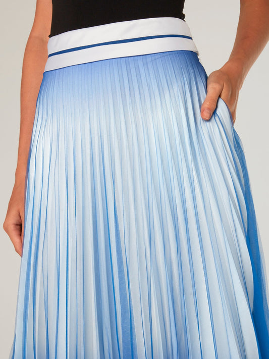 Cloud Sky Accordion Midi Skirt