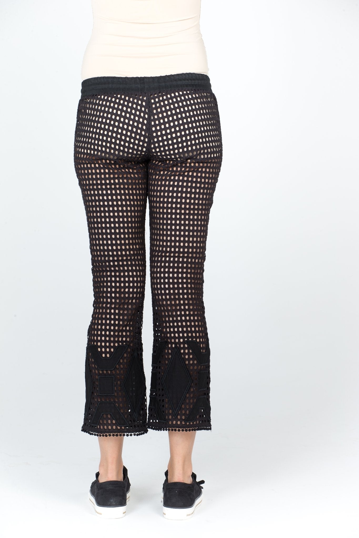 Black Fishnet Bootcut Trousers