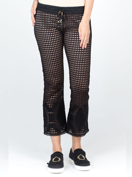 Black Fishnet Bootcut Trousers