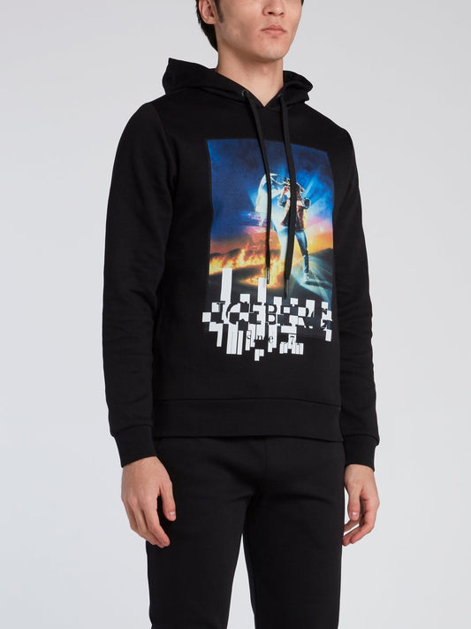 Black Graphic Print Hoodie