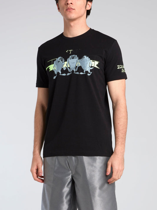 Taz Black Printed T-Shirt