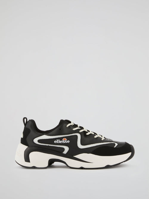 Indus Black Leather Sneakers