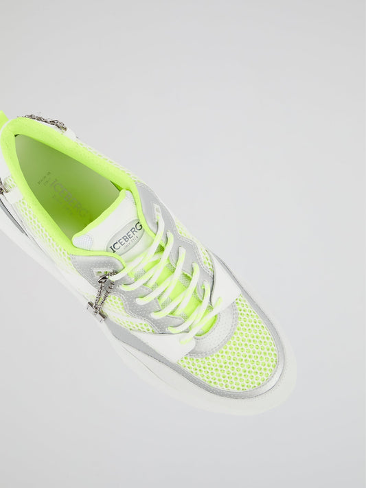 White Chain Embellished Chunky Sneakers