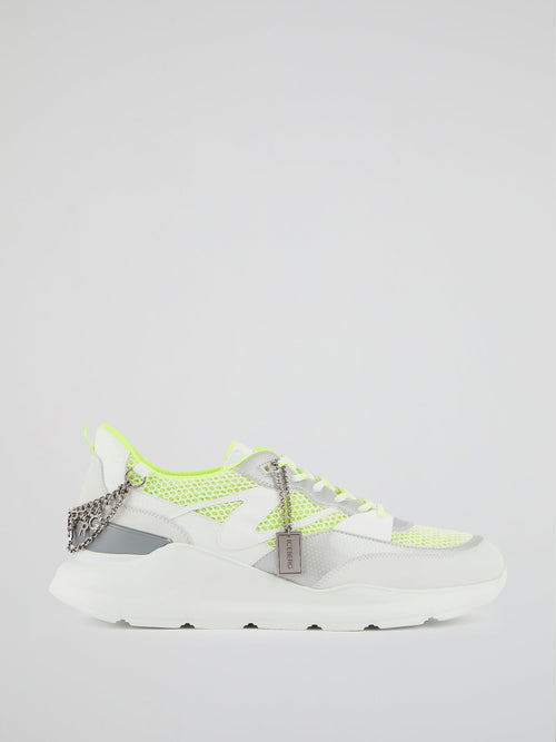 White Chain Embellished Chunky Sneakers