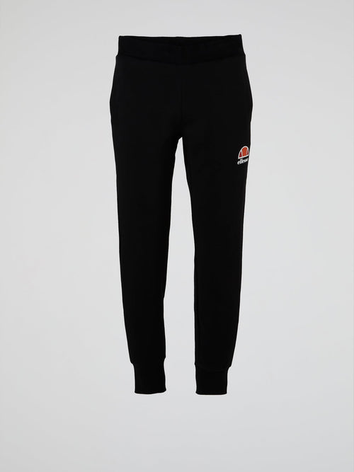 Forza Black Ribbed Waistband Track Pants