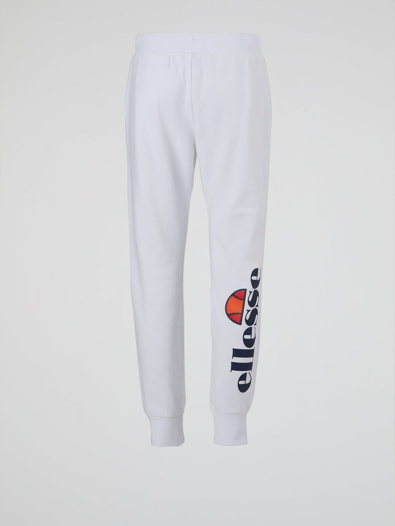 Forza White Ribbed Waistband Track Pants