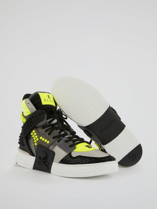 Phantom Kick$ Studded High-Top Sneakers