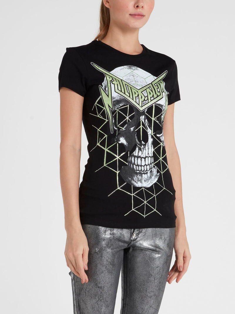 Black Studded Skull T-Shirt