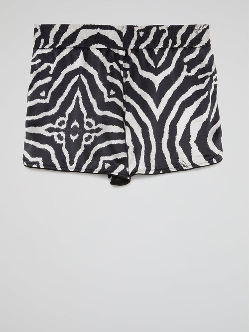 Animal Print Pleated Shorts