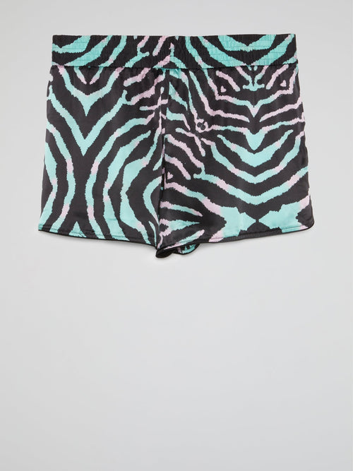 Animal Print Pleated Shorts