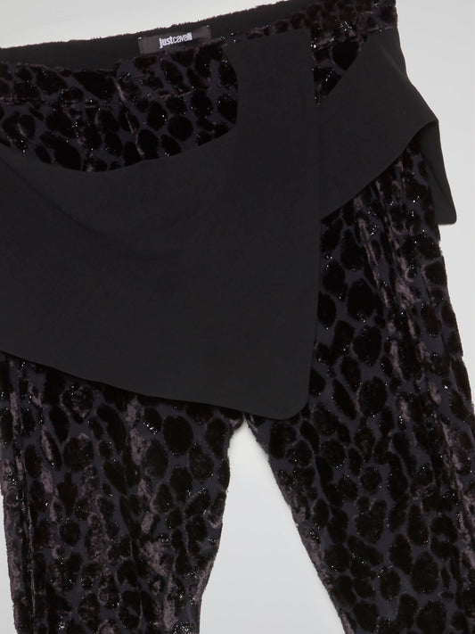 Black Animal Print Glittered Pants