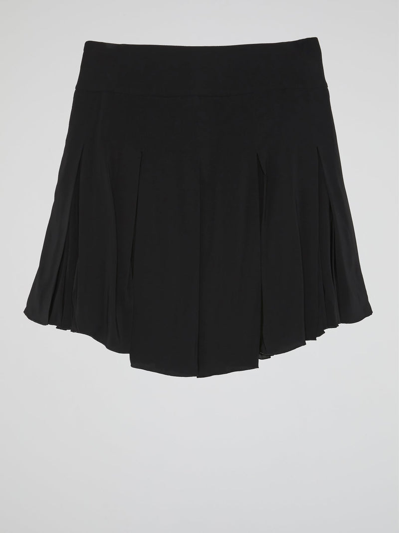 Black Godet Mini Skirt