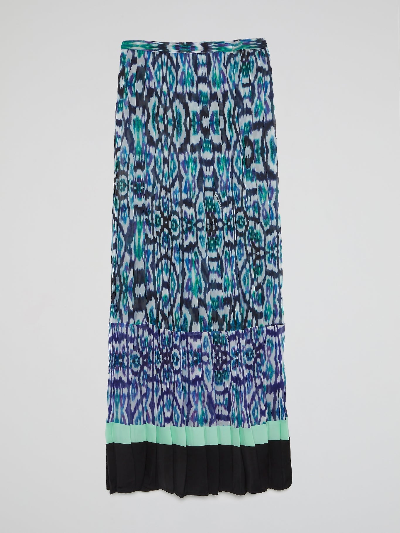 Jacquard Print Pleated Maxi Skirt