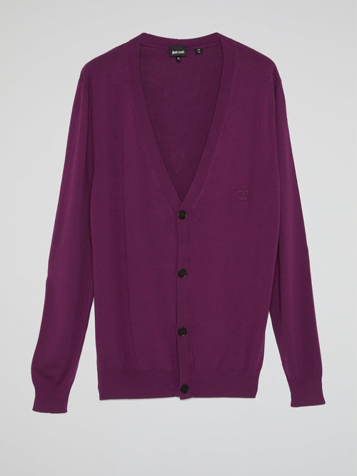 Purple Button Up Cardigan