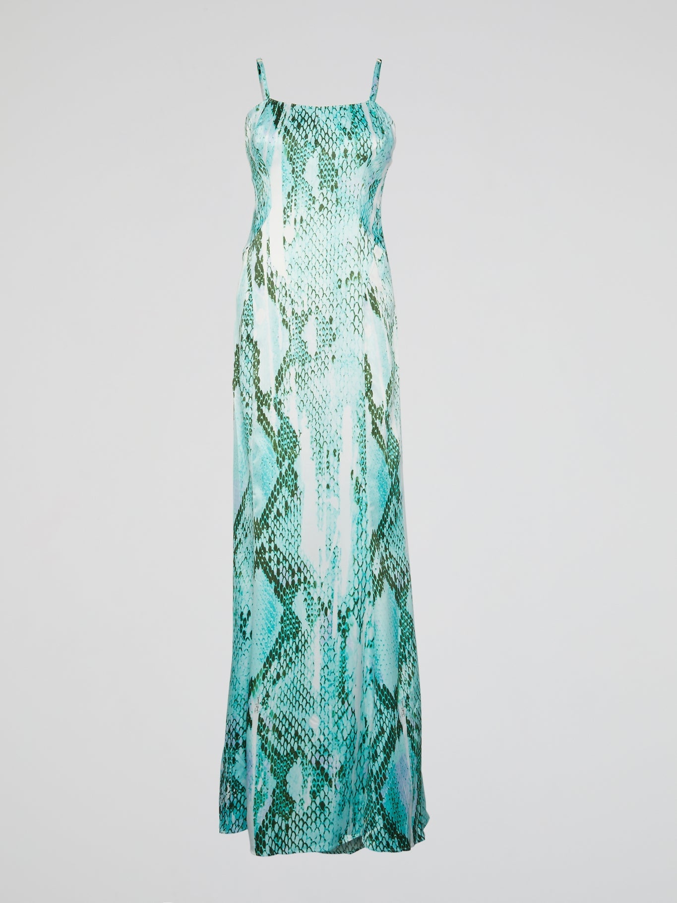 Green Reptile Print Sleeveless Long Dress