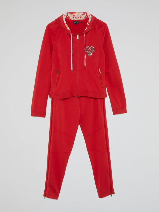 Red Drawstring Active Suit
