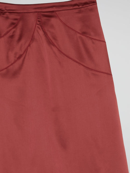 Burgundy Godet Maxi Skirt