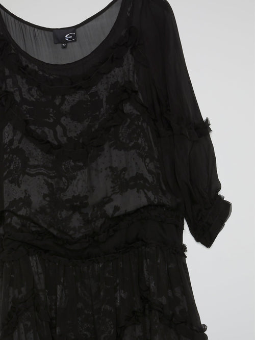 Blak Frill Detail Dress