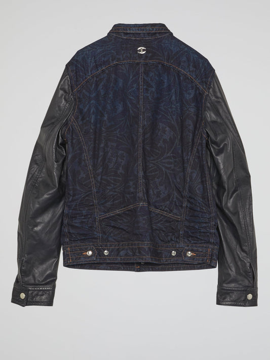 Leather Sleeve Denim Jacket