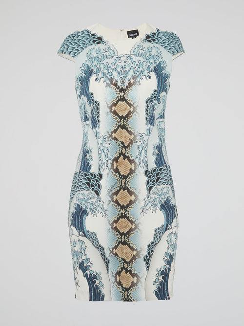 Wave Print Sheath Dress