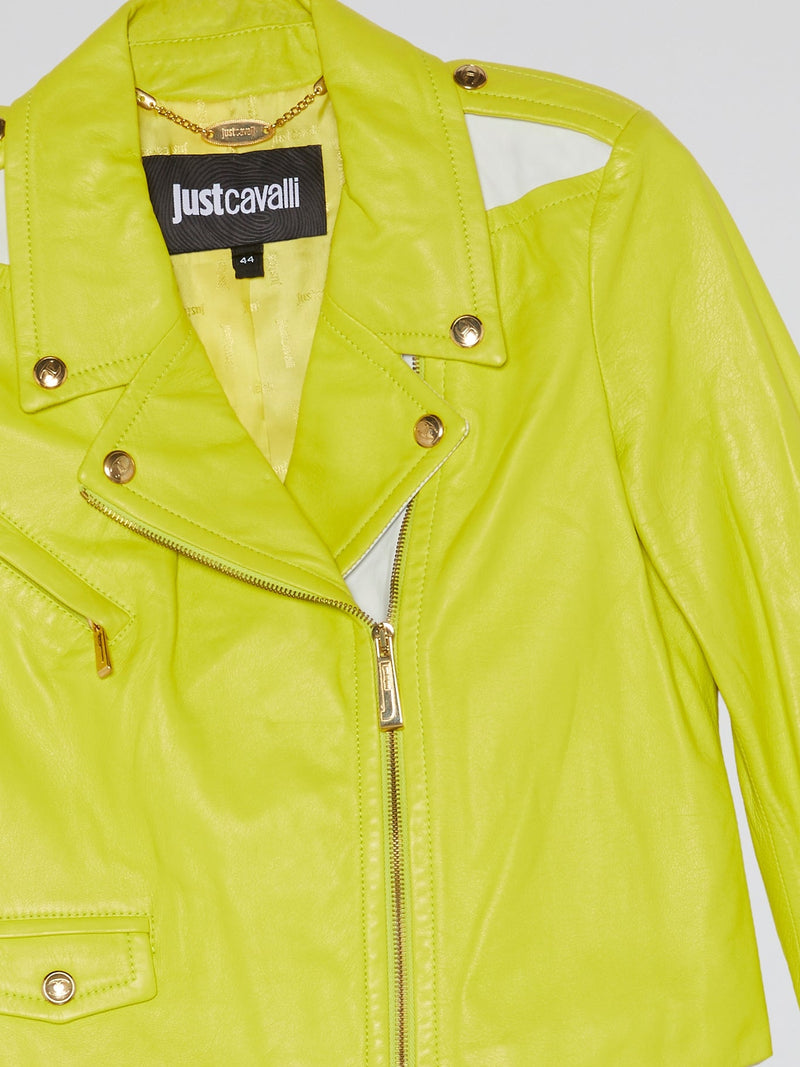 Chartreuse Leather Biker Jacket