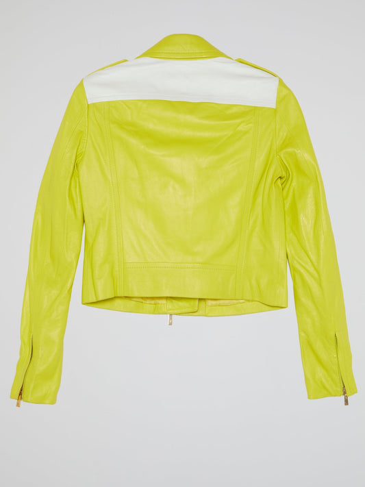 Chartreuse Leather Biker Jacket