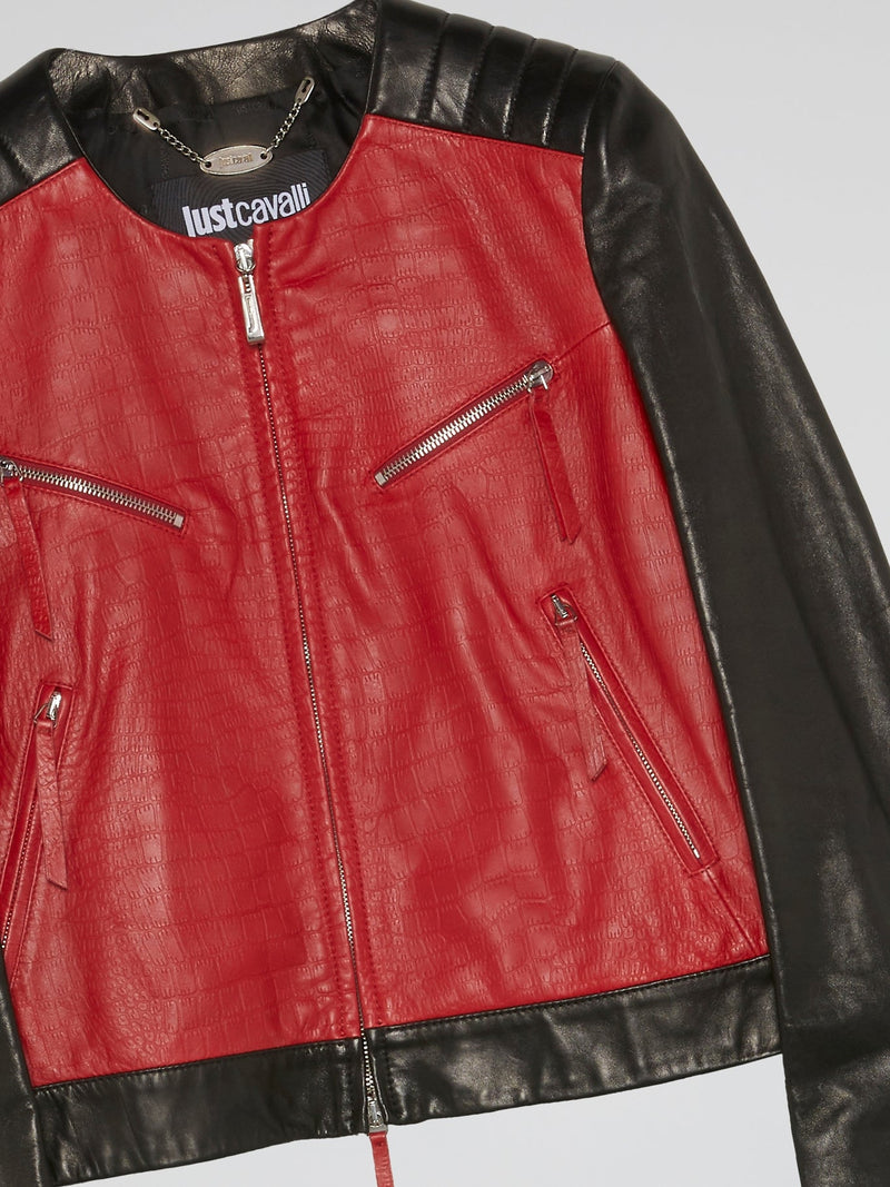 Colour Block Leather Jacket