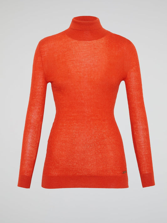 Orange Turtleneck Top