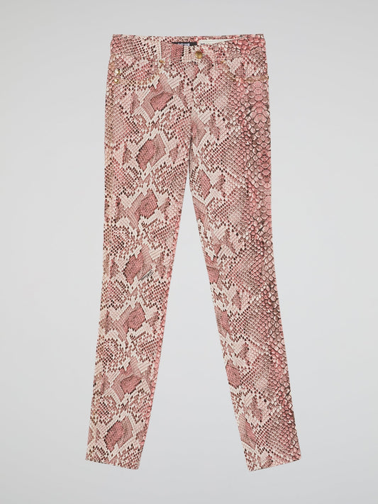 Pink Snake Print Jeans