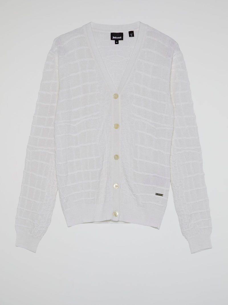 White Reptilian Cardigan