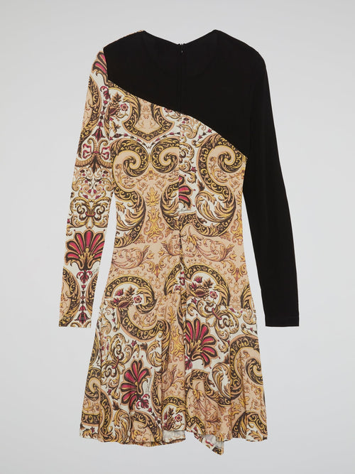 Paisley Print Long Sleeve Dress