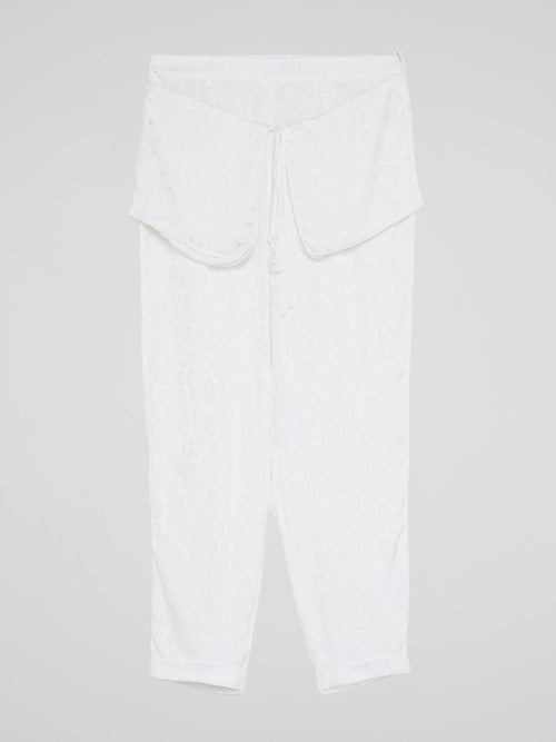 White Printed Flap Trousers