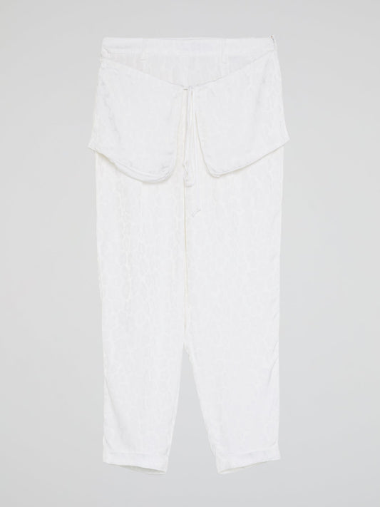 White Printed Flap Trousers