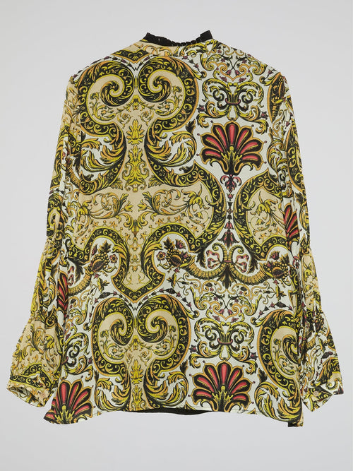 Paisley Print Bow-Tie Blouse