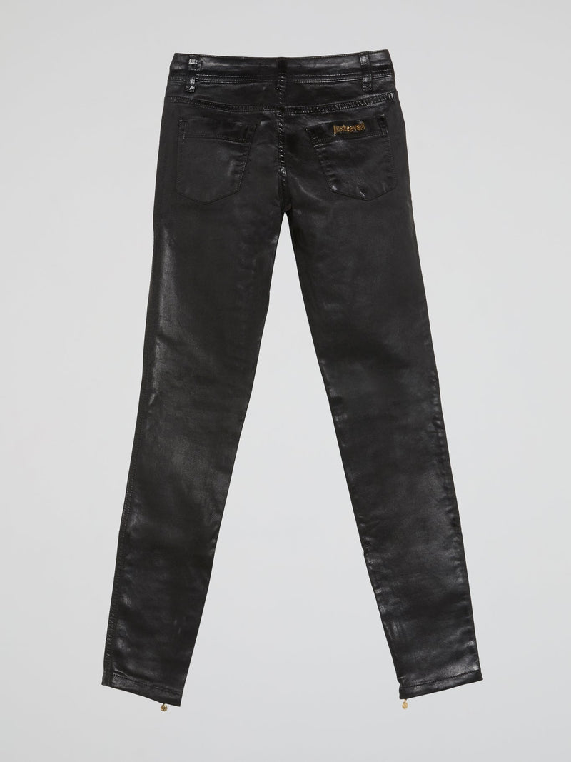 Black Glossy Slim Fit Jeans