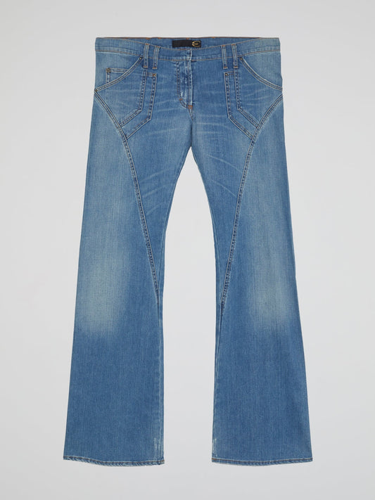 Blue Wide Leg Denim Jeans