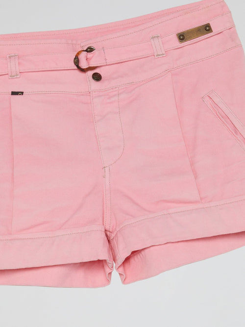 Pink Belted Mini Shorts