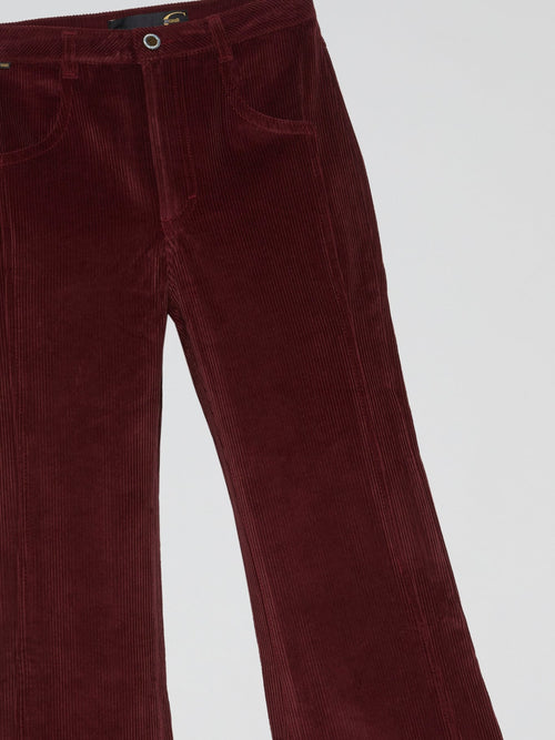 Burgundy Corduroy Flared Pants