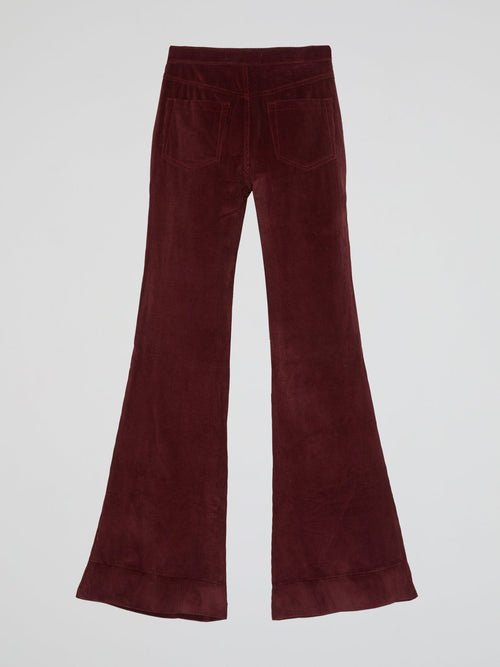 Burgundy Corduroy Flared Pants