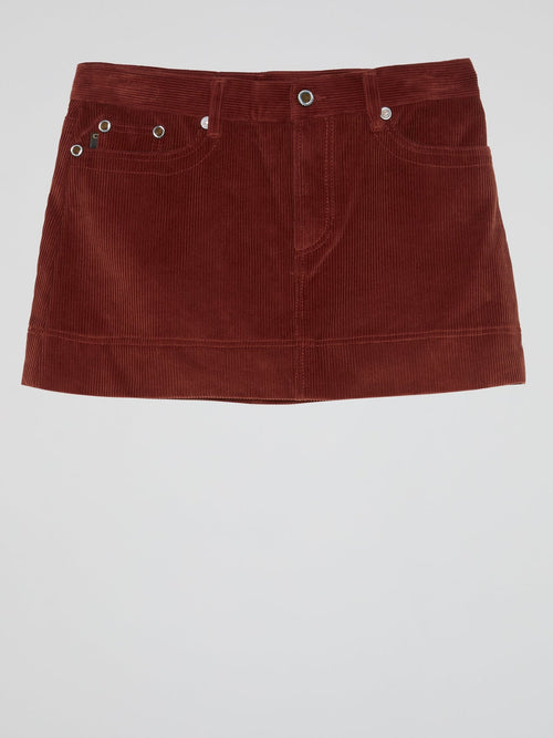 Burgundy Corduroy Mini Skirt